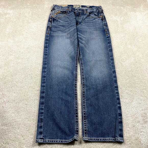 Ariat Jeans Mens 34x32 Blue M5 Straight Fit Straight Leg Stretch Denim M-Series - Picture 3 of 5